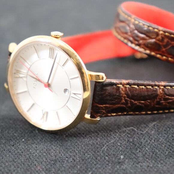 Fossil Women’s Gold Tone Watch w/ Brown Leather Wrap Strap – Untested - Picture 4 of 4